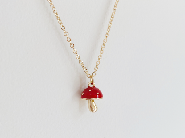 red mushroom necklace