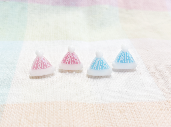 cable knit toque earrings - pink or blue