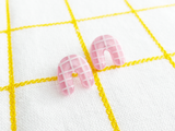 mini resin grid arch earrings - pink, turquoise, lime green, or purple