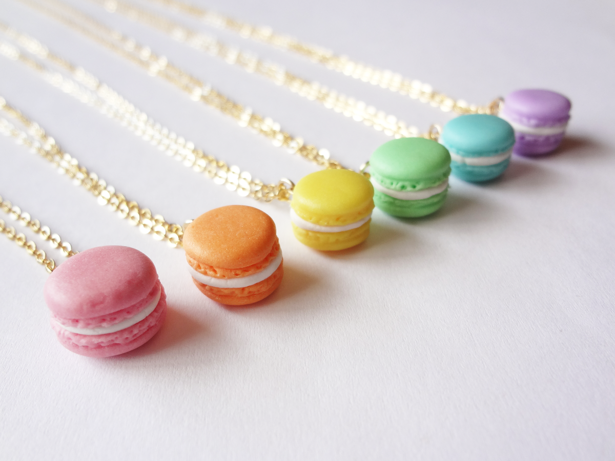 macaron necklace - pink, orange, yellow – fancypop