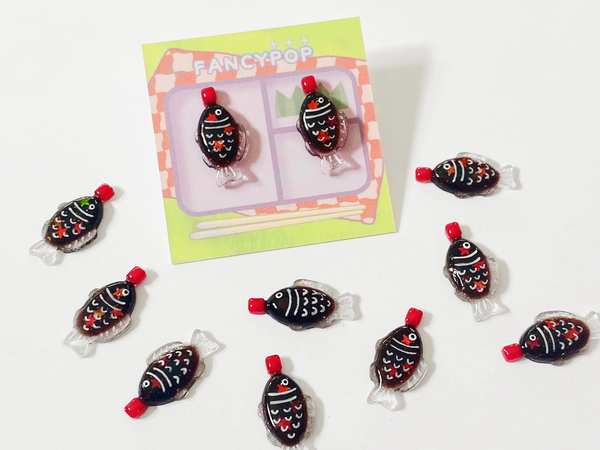 soy sauce fish earrings