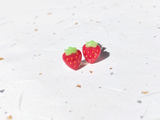 mini strawberry earrings - red or pink