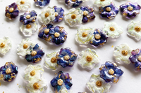iridescent resin flowers earrings. white or purple