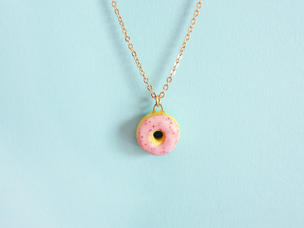 strawberry donut necklace