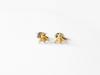 brass tiny bee earrings