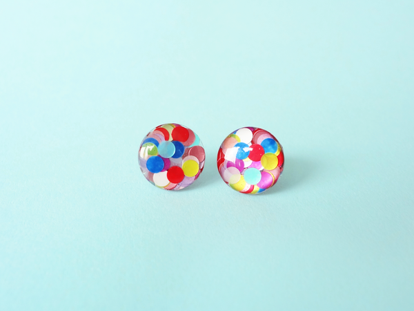 technicolor circle earrings