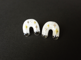 mini resin arch earrings - white starry sky