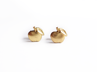 brass tiny apple earrings