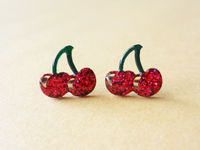 double cherry earrings