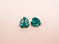 monstera leaf earrings