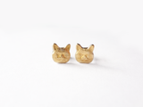 brass grumpy cat earrings