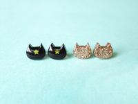 resin cat earrings - dark side or chiffon gold