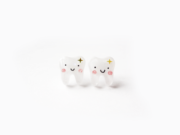 happy teeth earrings