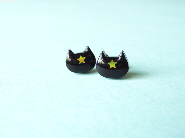 resin cat earrings - dark side or chiffon gold
