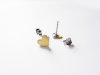 brass tiny heart earrings