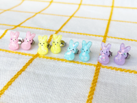 resin bunny peeps earrings - pink, yellow, blue, purple