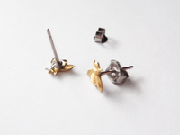 brass tiny bee earrings