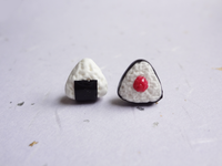 shio and umeboshi onigiri mismatched earrings