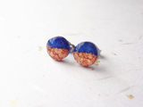 resin circles with gold or copper flakes earrings