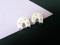 mini resin arch earrings - white starry sky