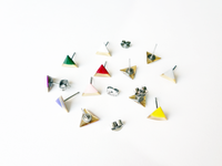 hand-painted brass triangle earrings