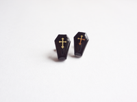 coffin earrings - love is dead or cross