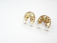 mini resin arch earrings - gold glitter
