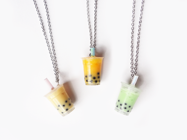bubble tea necklace - original milk tea, mango, matcha