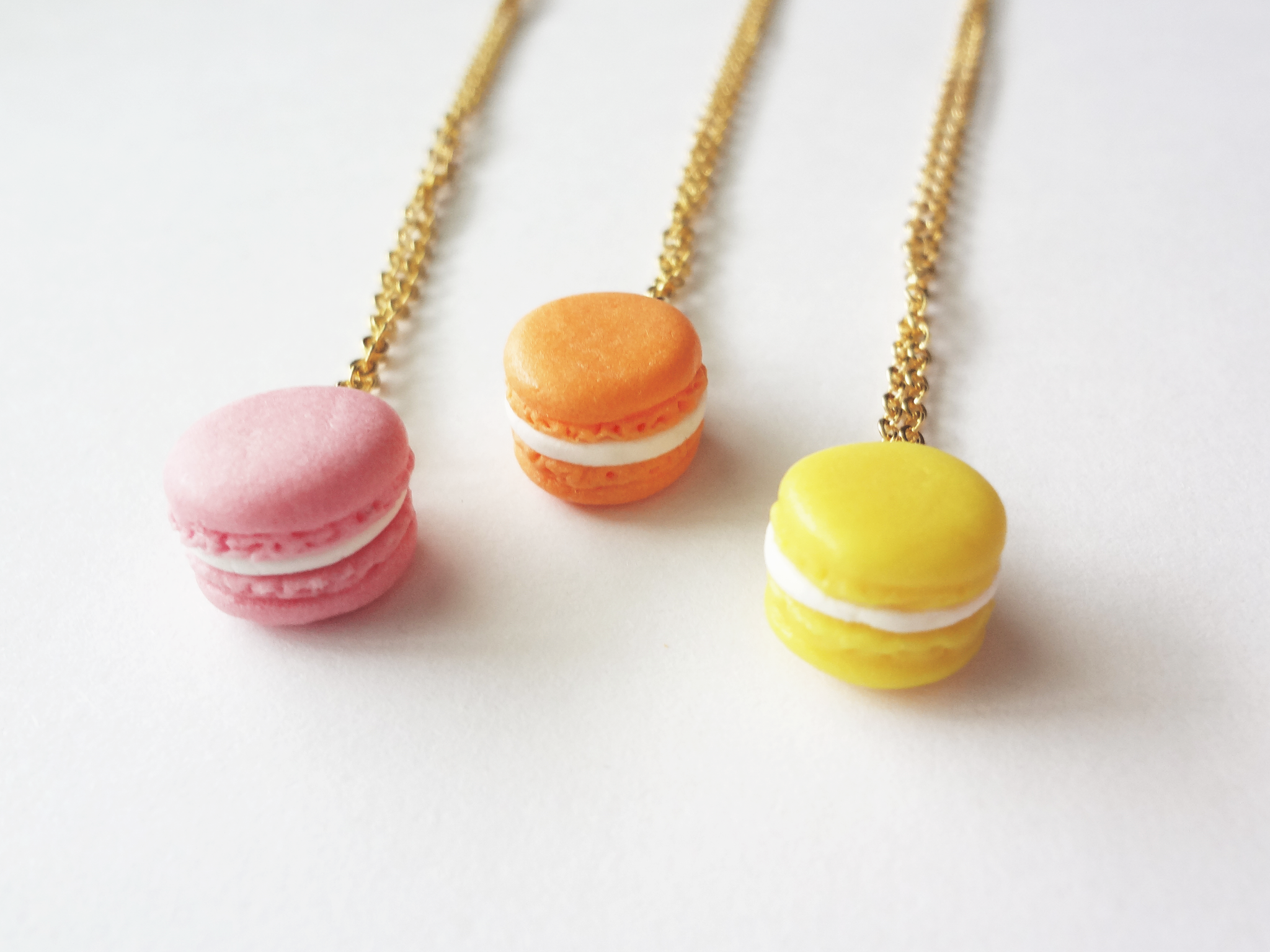 macaron necklace - pink, orange, yellow – fancypop