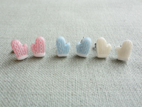 cable knit mittens earrings - pink, blue, or white