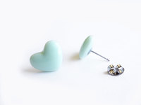 puffy plastic mint heart earrings