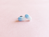 oblong chill pills earrings - blue, blue/white, text or no text