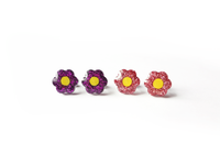 sweet glitter flower earrings - purple or pink
