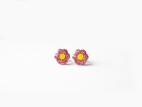 sweet glitter flower earrings - purple or pink