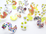 retro squiggle earrings - smiling daisies, funky neon, arcade
